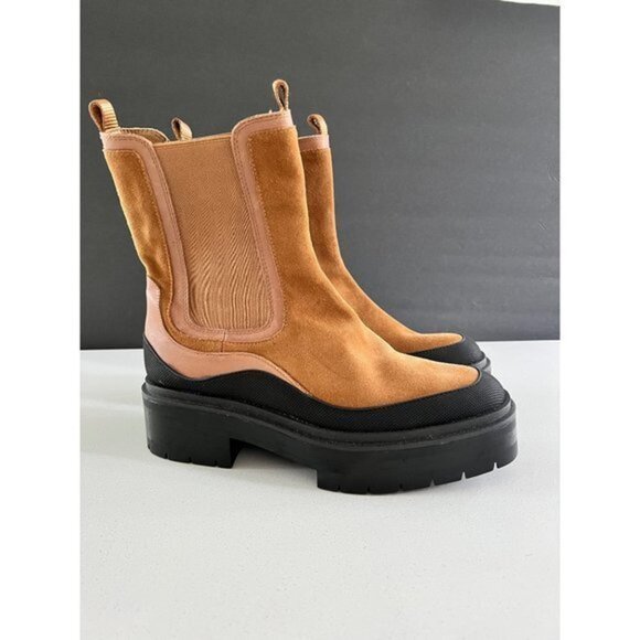 SAM EDELMAN Lulia leather-trimmed suede Chelsea boots Size 9.5 - Picture 3 of 8